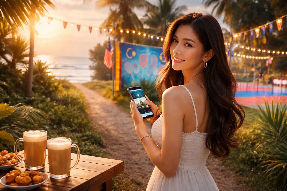 Pemain Malaysia menggunakan telefon untuk mengakses kasino mudah alih 1883 dengan bijak